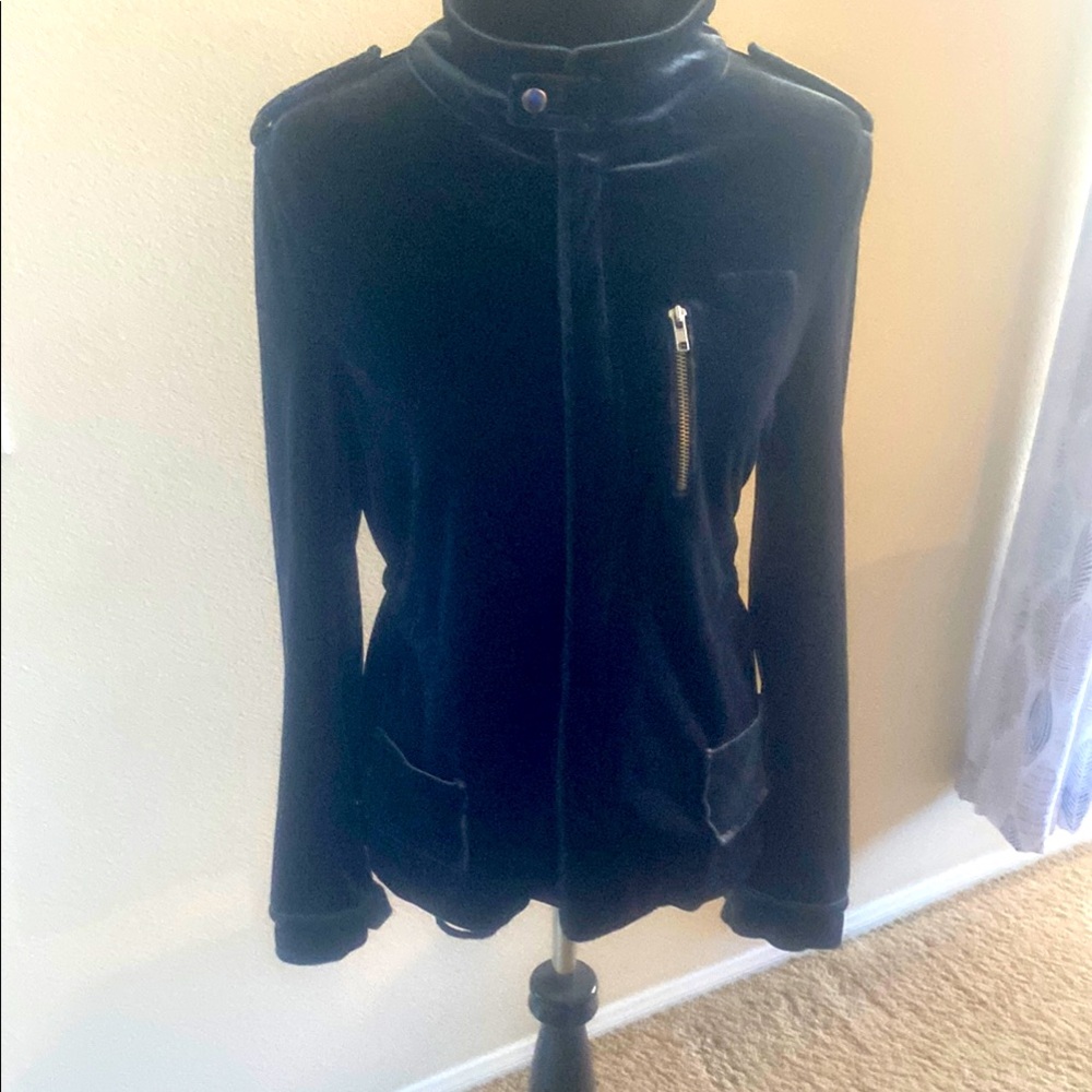 Mystree Elegant Blue Velvet Women's Jacket